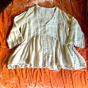 Zara 100% Linen blouse L
